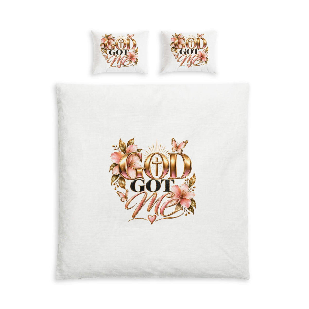 Floral "God Got Me" Cotton Bed Set