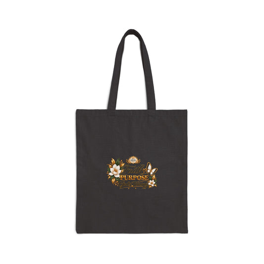 Faith & Purpose Floral Tote Bag — 'Faith, Purpose, God’s Timing' Cotton Canvas Shopper