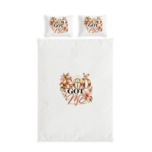 Floral "God Got Me" Cotton Bed Set