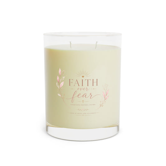 Faith Over Fear Scented Candle — 11oz Glass Inspirational Candle