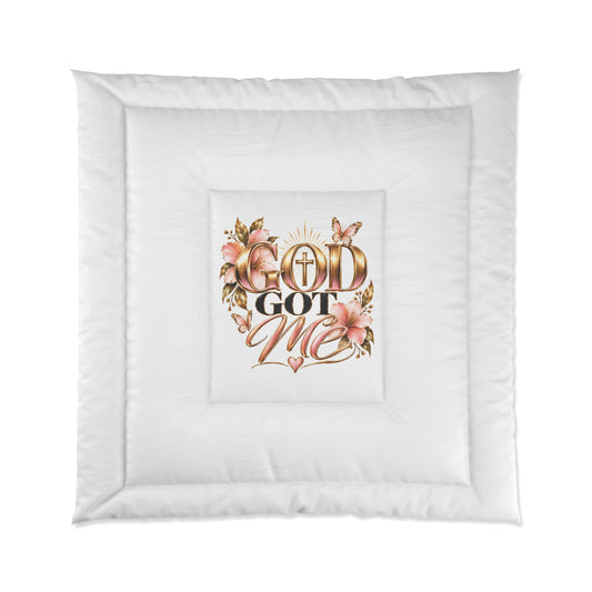 Christian 'God Got Me' Floral Comforter — Inspirational Religious Bedding