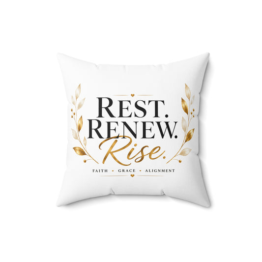 Rest. Renew. Rise. Decorative Pillow