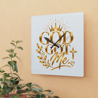 Elegant Acrylic Wall Clock - "God Got Me"