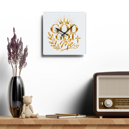 Elegant Acrylic Wall Clock - "God Got Me"