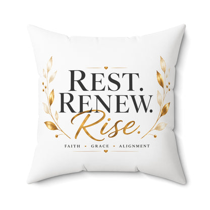 Rest. Renew. Rise. Decorative Pillow
