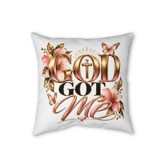 God Got Me Faux Linen Pillow