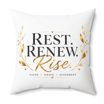 Rest. Renew. Rise. Decorative Pillow