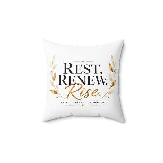 Rest. Renew. Rise. Decorative Pillow