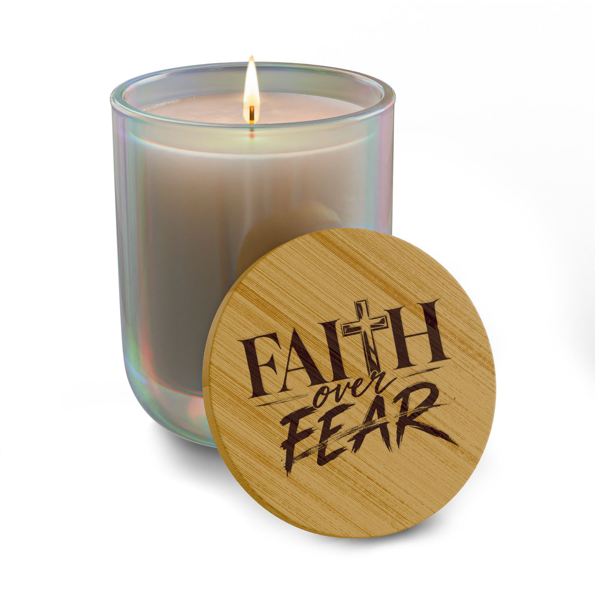 Faith Over Fear Scented Soy Candle Engraved Lid