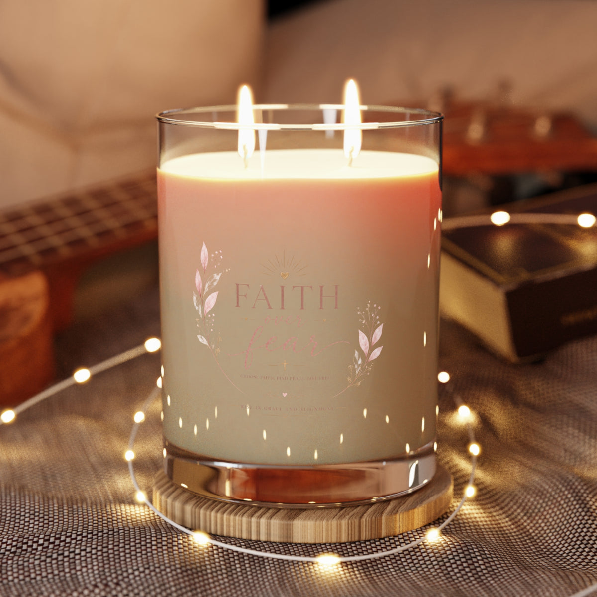 Faith Over Fear Scented Candle — 11oz Glass Inspirational Candle