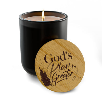Engraved  Soy Candle — "God's Plan Is Greater"