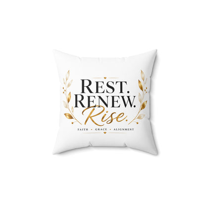 Rest. Renew. Rise. Decorative Pillow