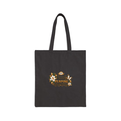 Faith & Purpose Floral Tote Bag — 'Faith, Purpose, God’s Timing' Cotton Canvas Shopper