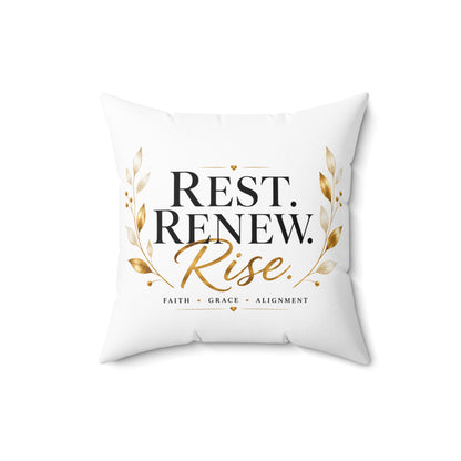 Rest. Renew. Rise. Decorative Pillow