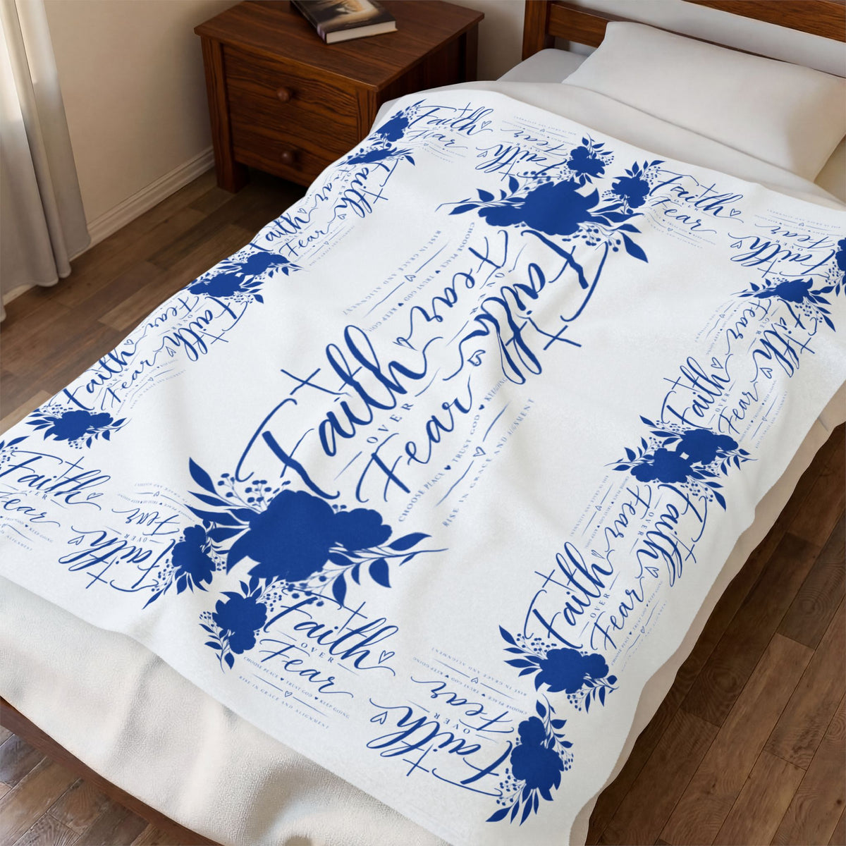 Faith Over Fear Velveteen Plush Blanket