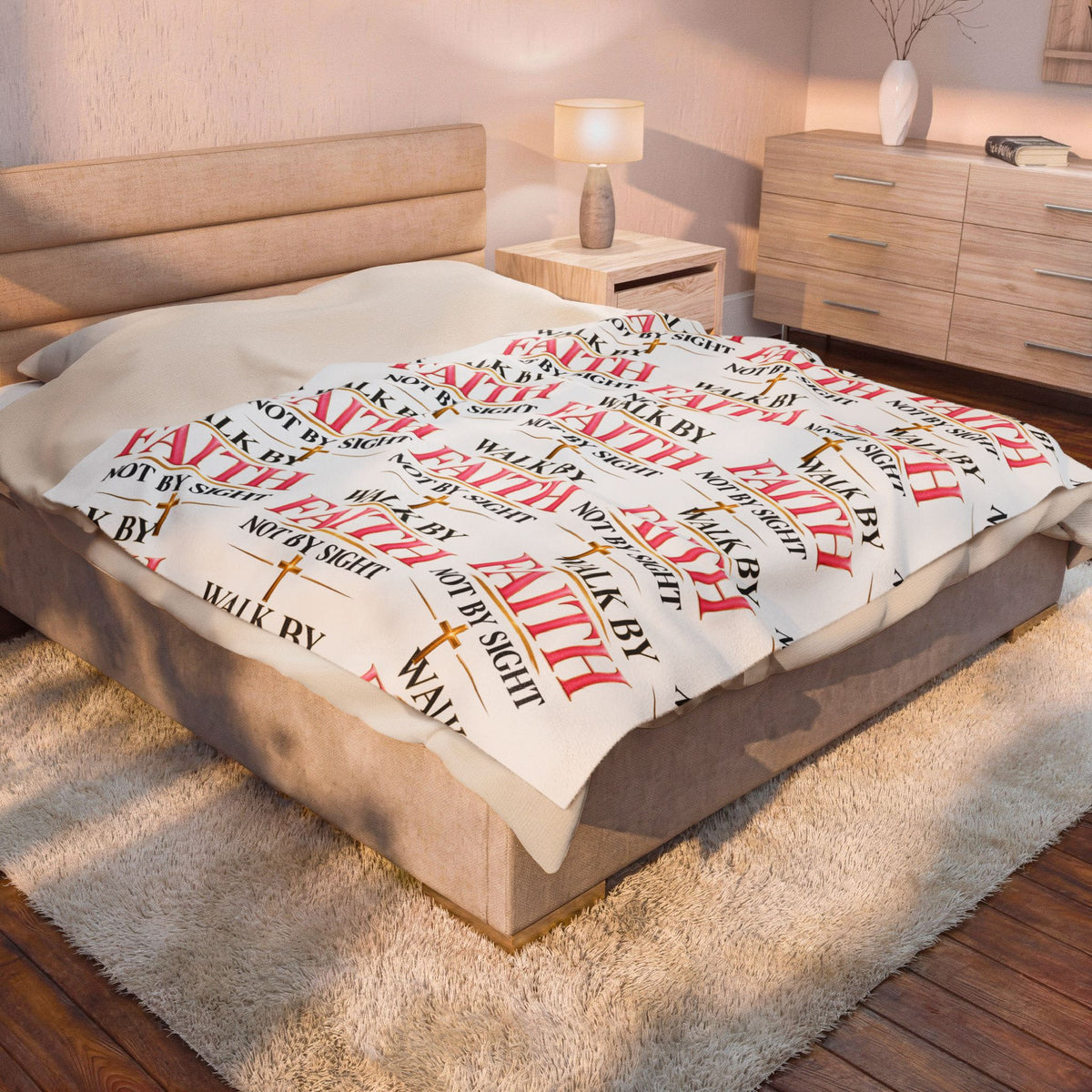 Faith Quote Velveteen Plush Blanket