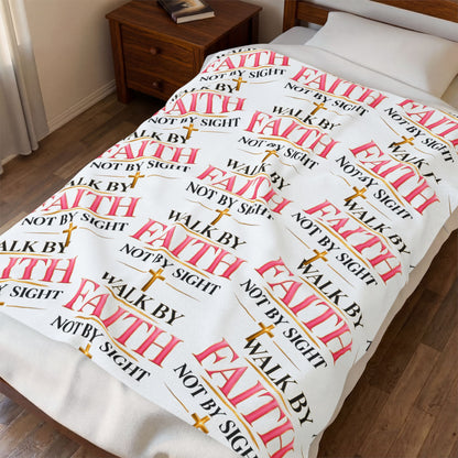 Faith Quote Velveteen Plush Blanket