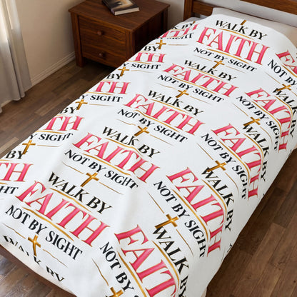 Faith Quote Velveteen Plush Blanket