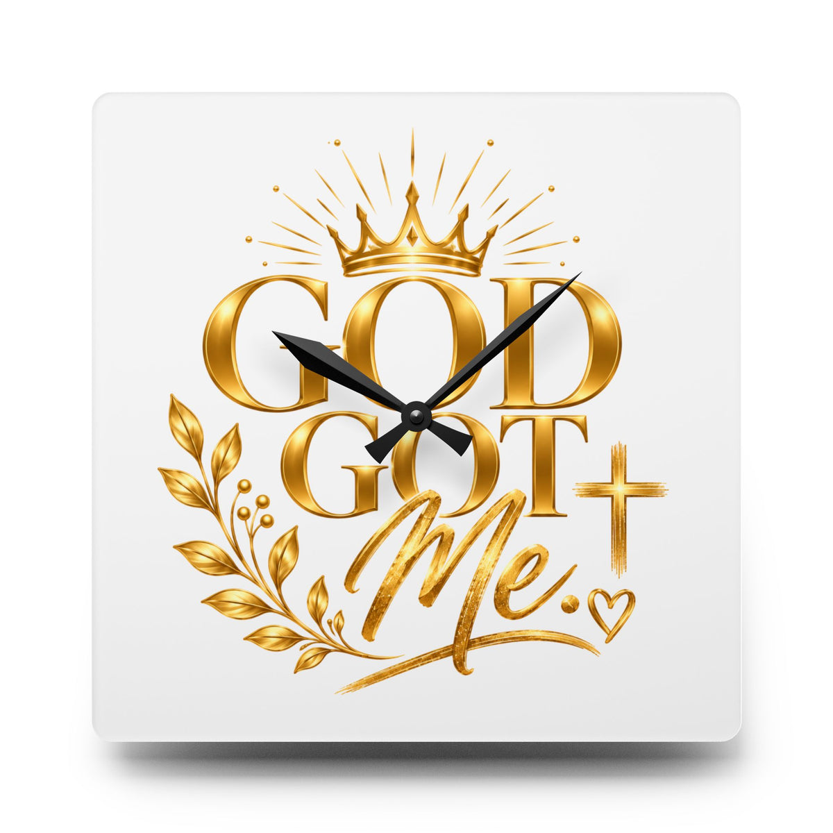 Elegant Acrylic Wall Clock - "God Got Me"