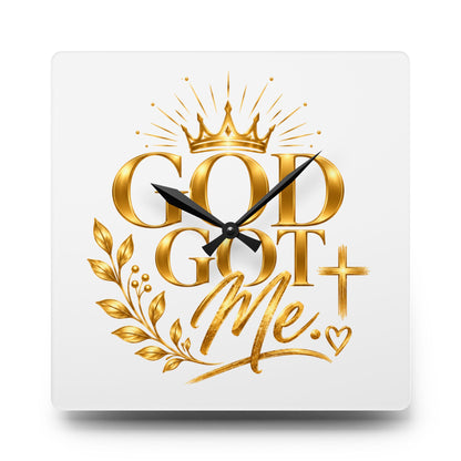 Elegant Acrylic Wall Clock - "God Got Me"