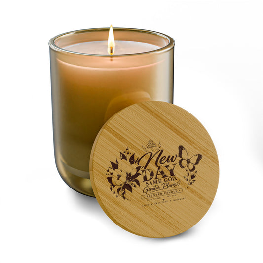 Engraved Scented Soy Candle with Bamboo Lid