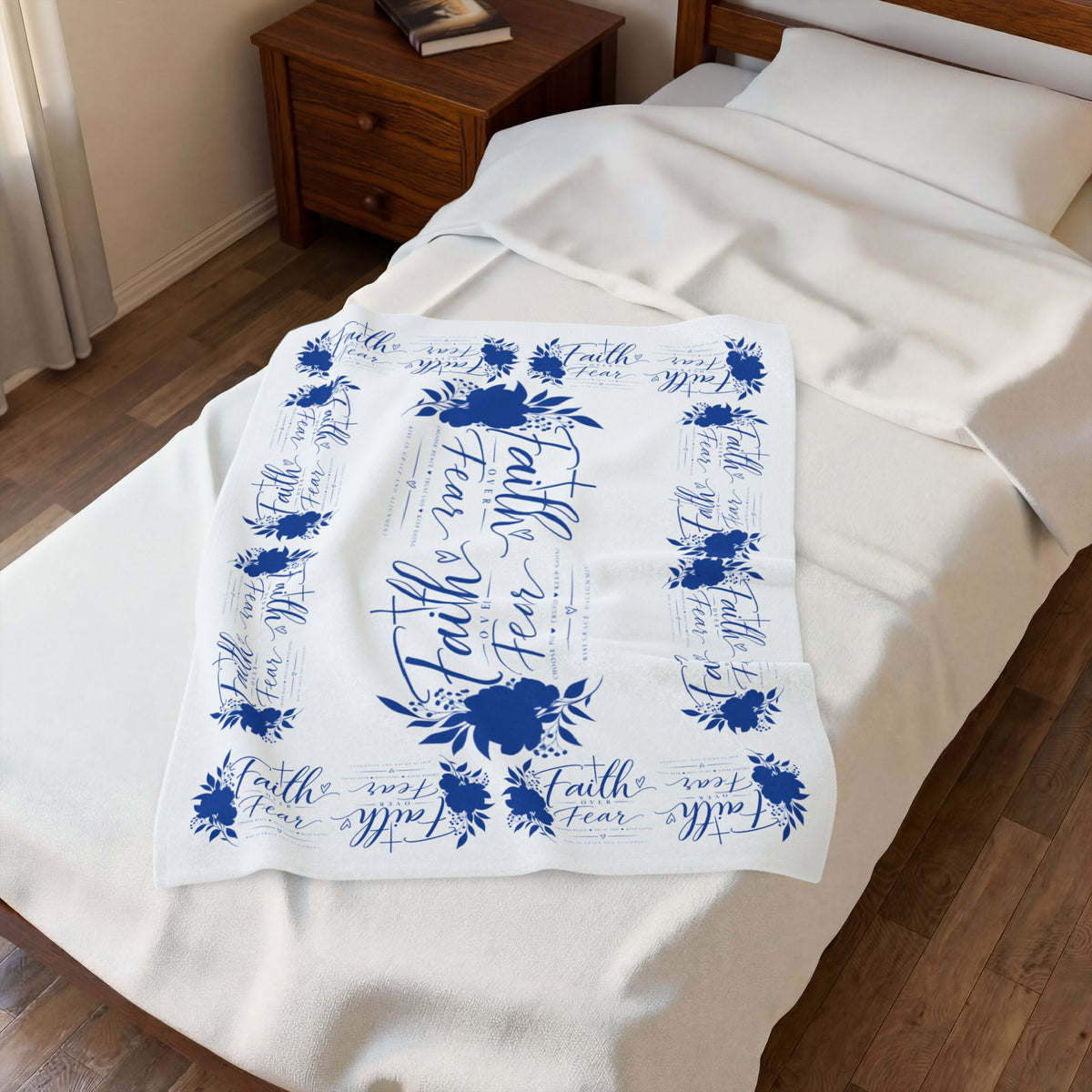 Faith Over Fear Velveteen Plush Blanket