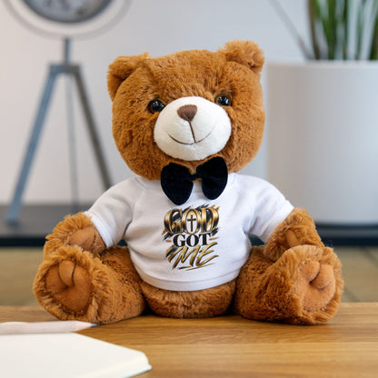 Plush Teddy Bear with God Got Me Shirt