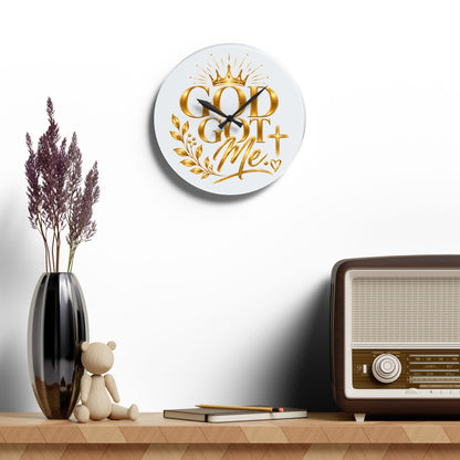 Elegant Acrylic Wall Clock - "God Got Me"