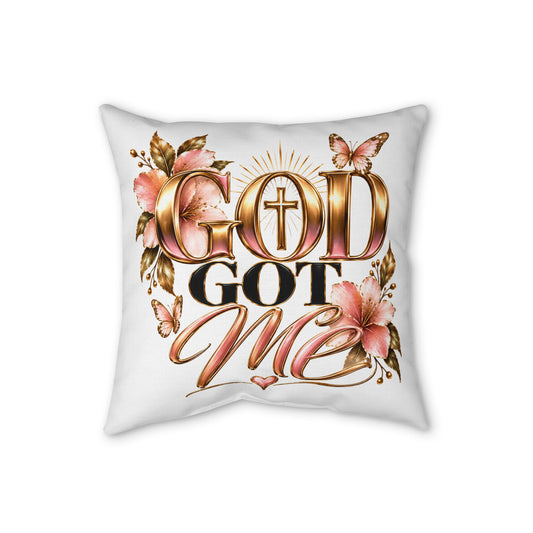 God Got Me Faux Linen Pillow