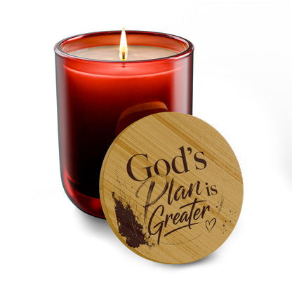 Engraved  Soy Candle — "God's Plan Is Greater"