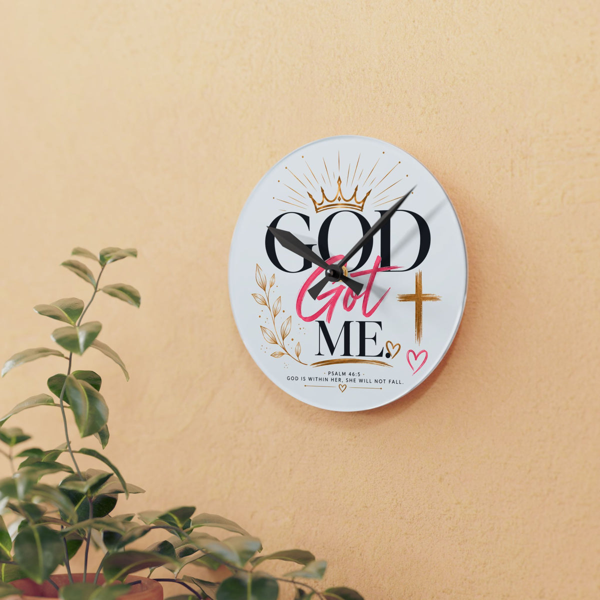 God Got Me Acrylic Wall Clock