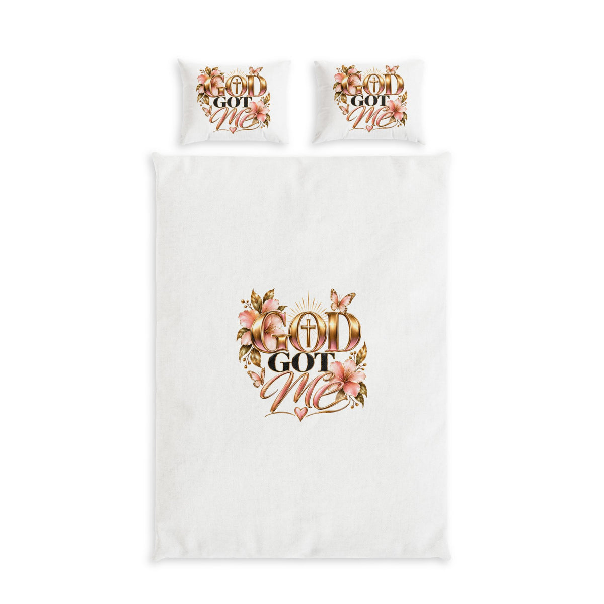 Floral "God Got Me" Cotton Bed Set