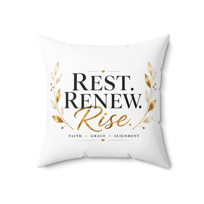 Rest. Renew. Rise. Decorative Pillow