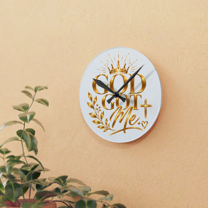 Elegant Acrylic Wall Clock - "God Got Me"