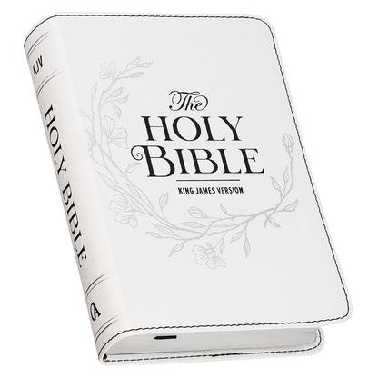 KJV Holy Bible, Compact Large Print Vegan Leather Red Letter Edition - Ribbon Marker, King James Version, Pearlized White (KJV Compact LP Editions)