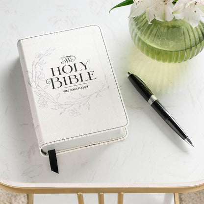KJV Holy Bible, Compact Large Print Vegan Leather Red Letter Edition - Ribbon Marker, King James Version, Pearlized White (KJV Compact LP Editions)