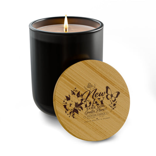 Engraved Scented Soy Candle with Bamboo Lid