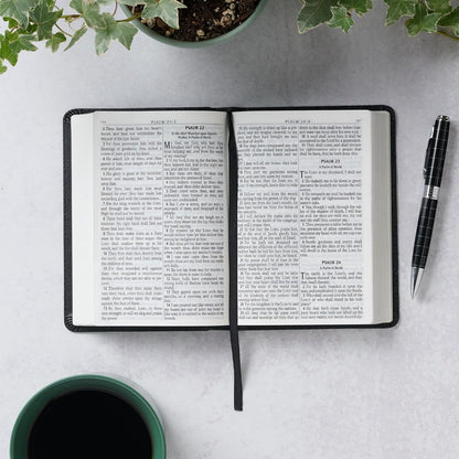 KJV Holy Bible, Compact Large Print Faux Leather Red Letter Edition - Ribbon Marker, King James Version, Black (KJV Compact LP Editions)