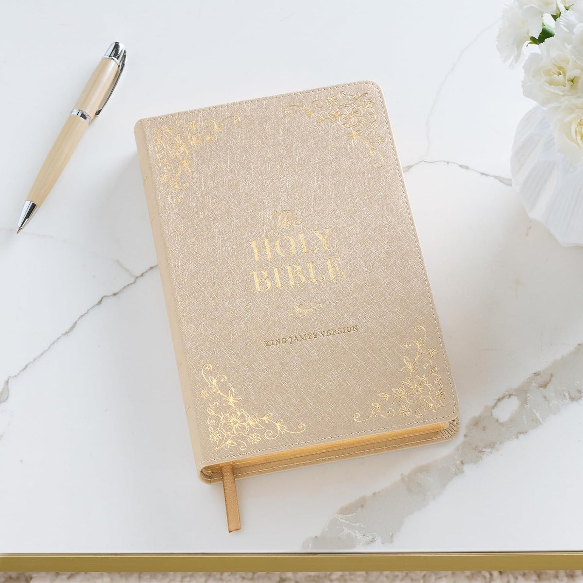 KJV Holy Bible, Standard Size Faux Leather Red Letter Edition Thumb Index, Ribbon Marker, King James Version, Pearlescent Taupe (KJV Deluxe Gift Editions)