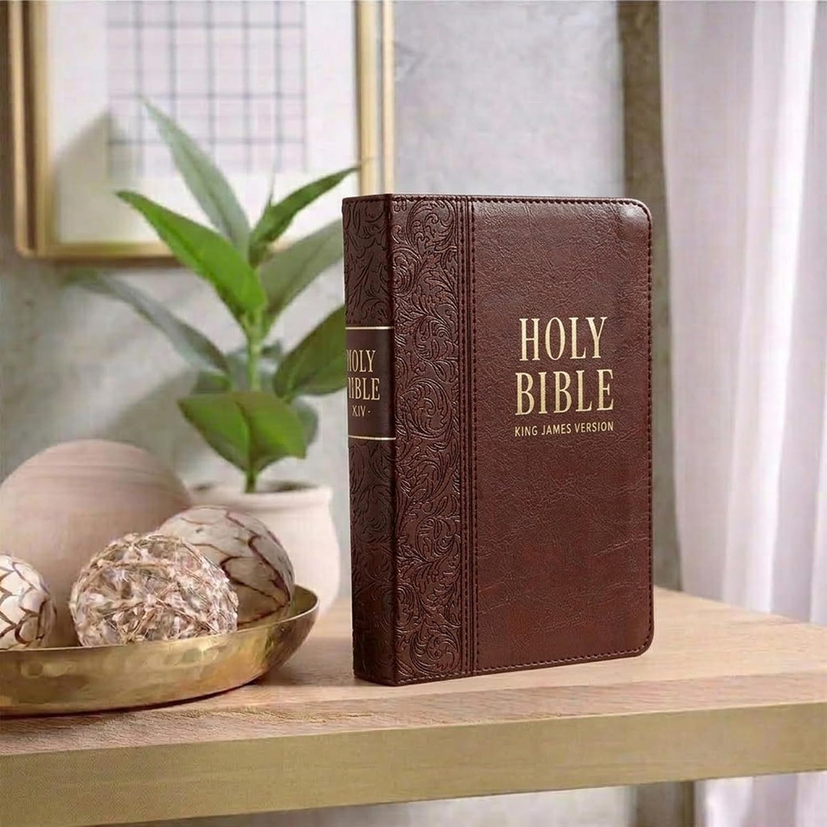KJV Holy Bible, Compact Large Print Faux Leather Red Letter Edition - Ribbon Marker, King James Version, Medium Brown (KJV Compact LP Editions)