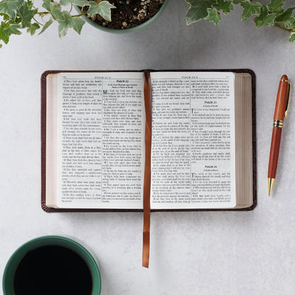 KJV Holy Bible, Compact Large Print Faux Leather Red Letter Edition - Ribbon Marker, King James Version, Medium Brown (KJV Compact LP Editions)
