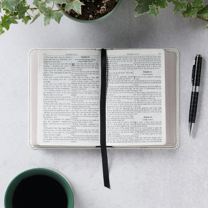 KJV Holy Bible, Compact Large Print Vegan Leather Red Letter Edition - Ribbon Marker, King James Version, Pearlized White (KJV Compact LP Editions)