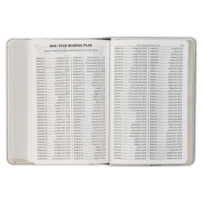 KJV Holy Bible, Compact Large Print Vegan Leather Red Letter Edition - Ribbon Marker, King James Version, Pearlized White (KJV Compact LP Editions)