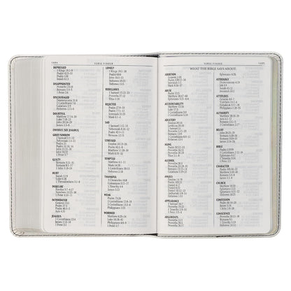 KJV Holy Bible, Compact Large Print Vegan Leather Red Letter Edition - Ribbon Marker, King James Version, Pearlized White (KJV Compact LP Editions)
