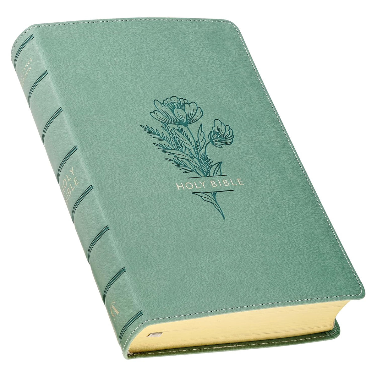KJV Holy Bible, Giant Print Standard Size Red Letter Edition, Thumb Index Tabs & Ribbon Marker, King James Version, Vegan Leather, Teal, 14 pt. Type
