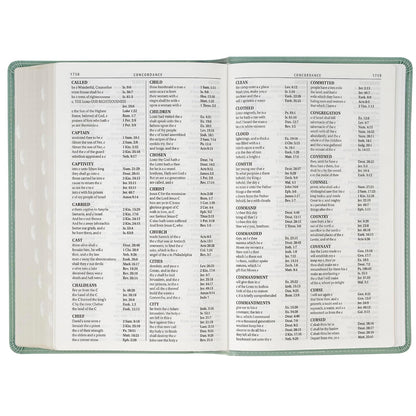 KJV Holy Bible, Giant Print Standard Size Red Letter Edition, Thumb Index Tabs & Ribbon Marker, King James Version, Vegan Leather, Teal, 14 pt. Type