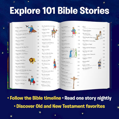 101 Bible Bedtime Stories: Children's Bible Storybook with Short Bedtime Stories for Family Reading and Daily Devotions