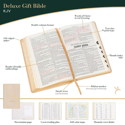 KJV Holy Bible, Standard Size Faux Leather Red Letter Edition Thumb Index, Ribbon Marker, King James Version, Pearlescent Taupe (KJV Deluxe Gift Editions)