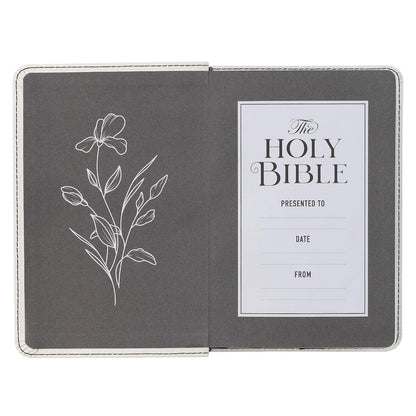 KJV Holy Bible, Compact Large Print Vegan Leather Red Letter Edition - Ribbon Marker, King James Version, Pearlized White (KJV Compact LP Editions)