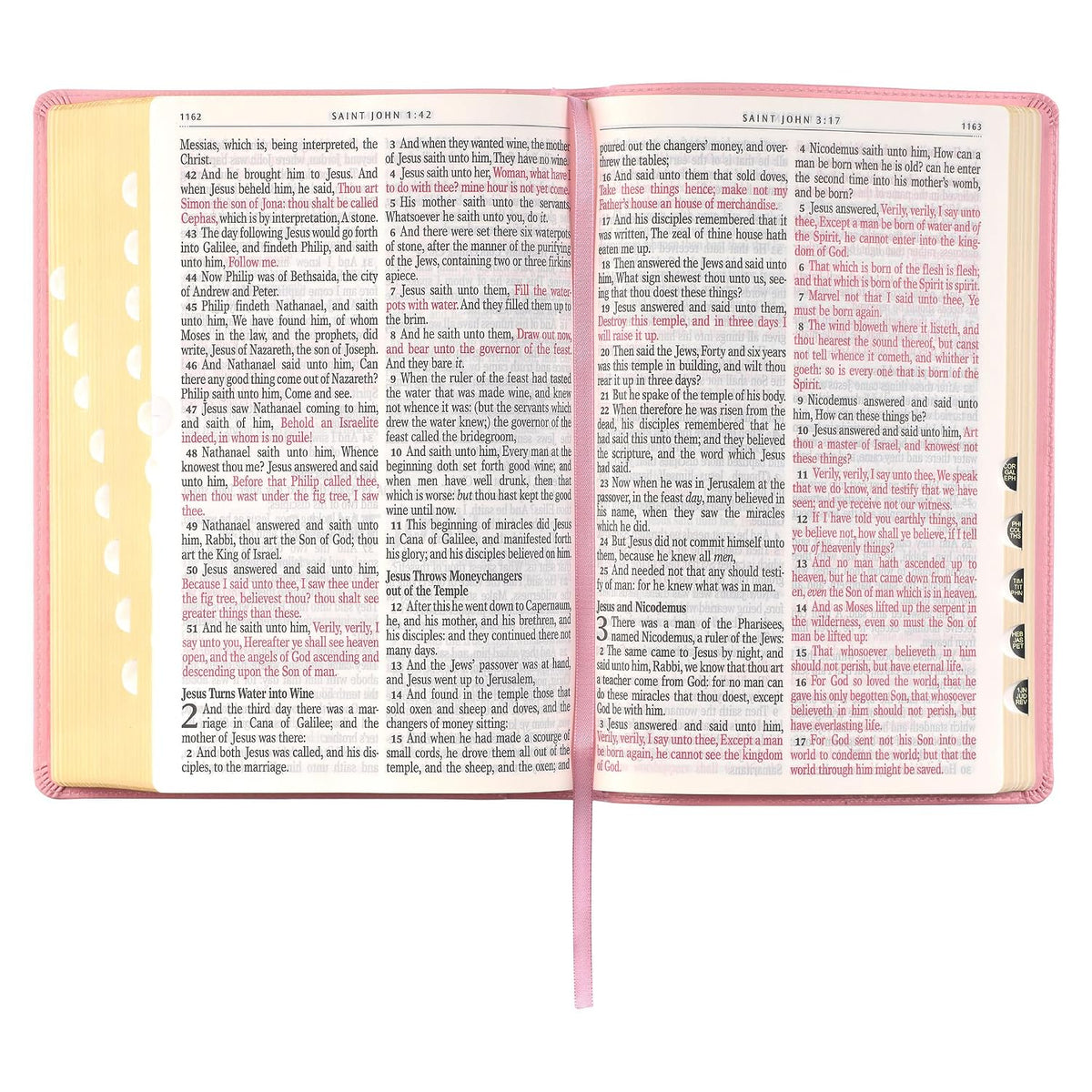 KJV Holy Bible, Giant Print Full-size Faux Leather Red Letter Edition - Thumb Index & Ribbon Marker, King James Version, Pink (KJV Full Size GP Editions)